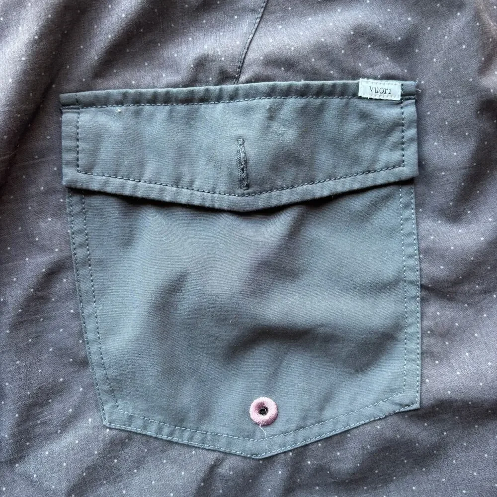 Vuori Cruise Board Shorts Men's 38 Black Gray Polka Dots Stretch Swim Trunks